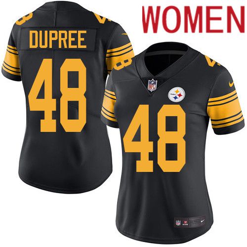 Women Pittsburgh Steelers #48 Bud Dupree Nike Black Vapor Limited Rush NFL Jersey